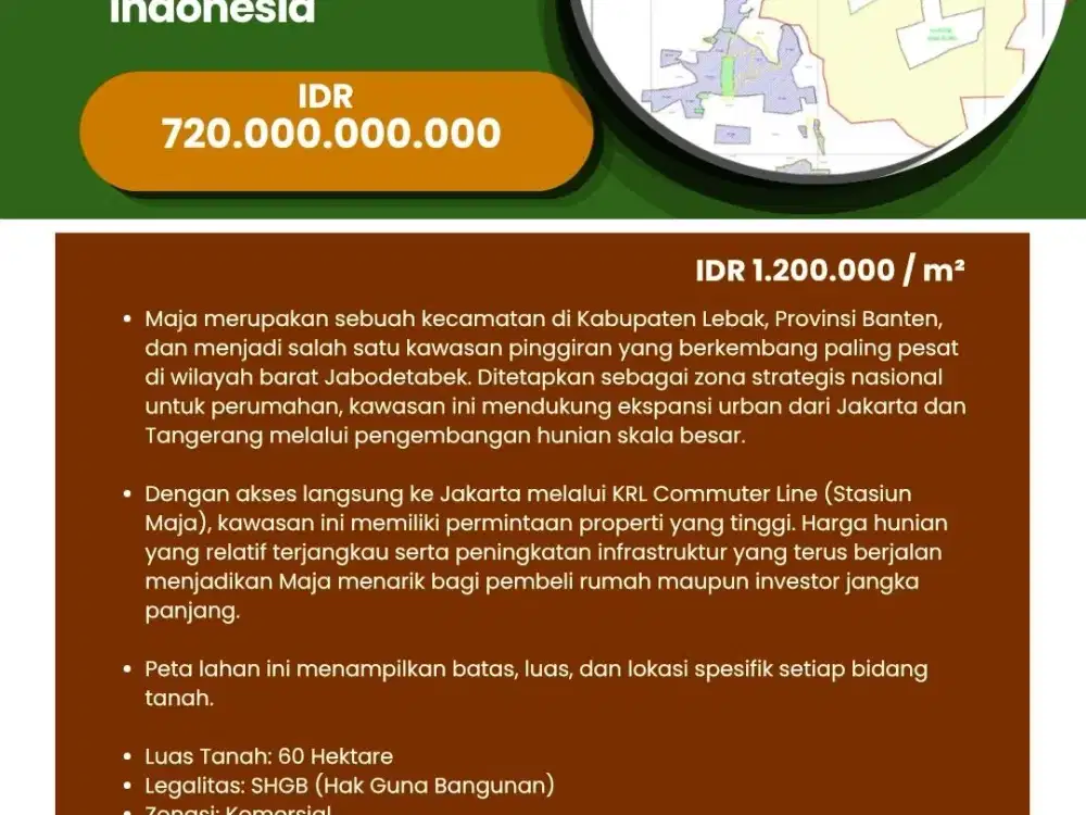 Dijual  lahan Maja  Lebak Banten 60 HA Indonesia