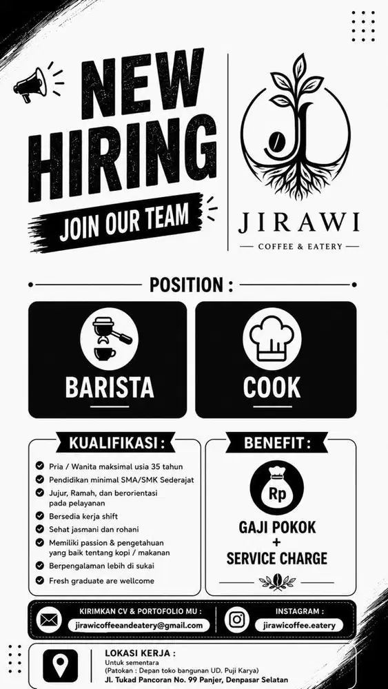 LOKER BARISTA & COOK CAFE BARU DENPASAR