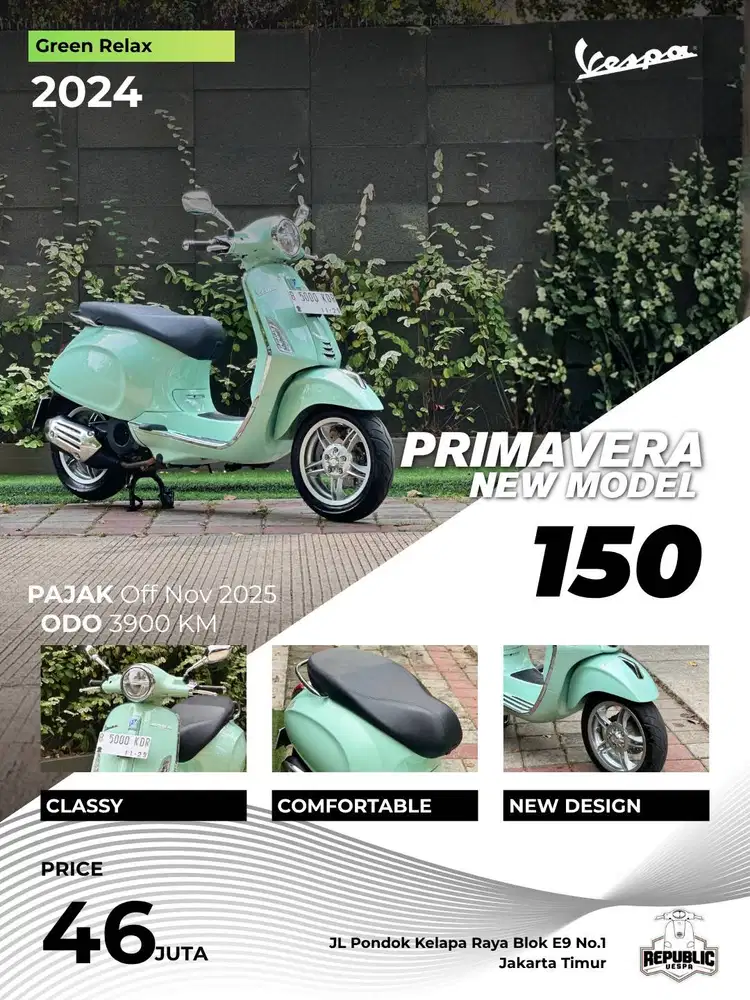 VESPA PRIMAVERA 150 NEW MODEL 2024 GREEN RELAX GRESS CONDITION