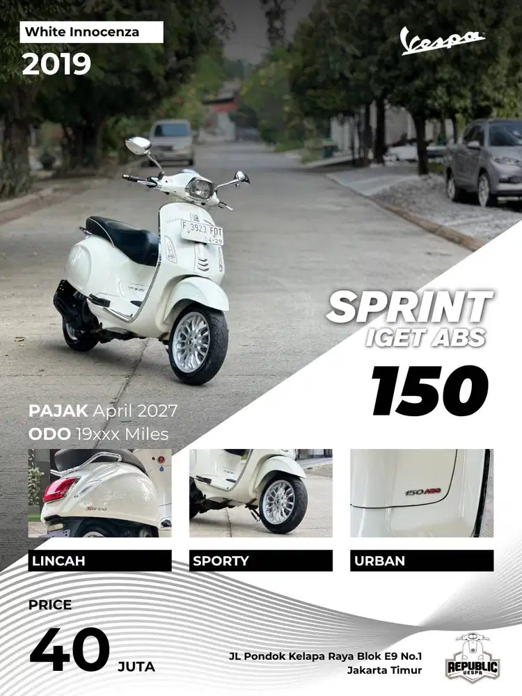VESPA SPRINT 150 IGET ABS 2019 WHITE INNOCENZA PERFECT CONDITION