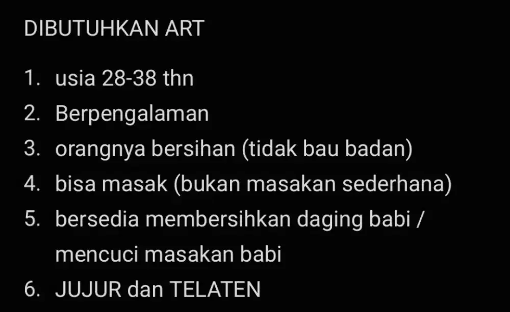 DIBUTUHKAN ART (NO MAKELAR)