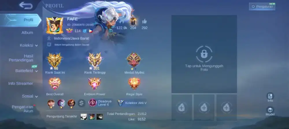 Jual akun mobile legend