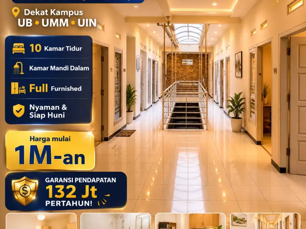Dijual Rumah Kost Kota Malang 10 Kamar dekat kampus UMM