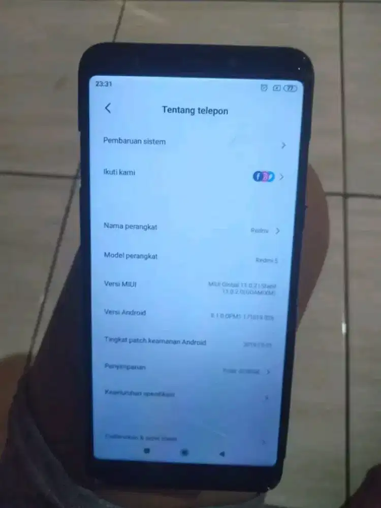 Redmi 5 batangan ram 3/32gb