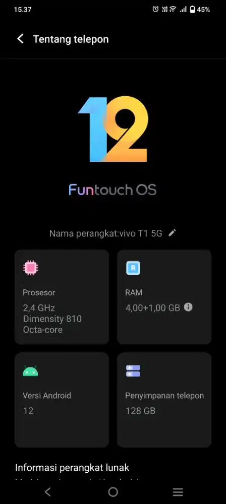 Vivo T1 5G RAM 4 ROM 128