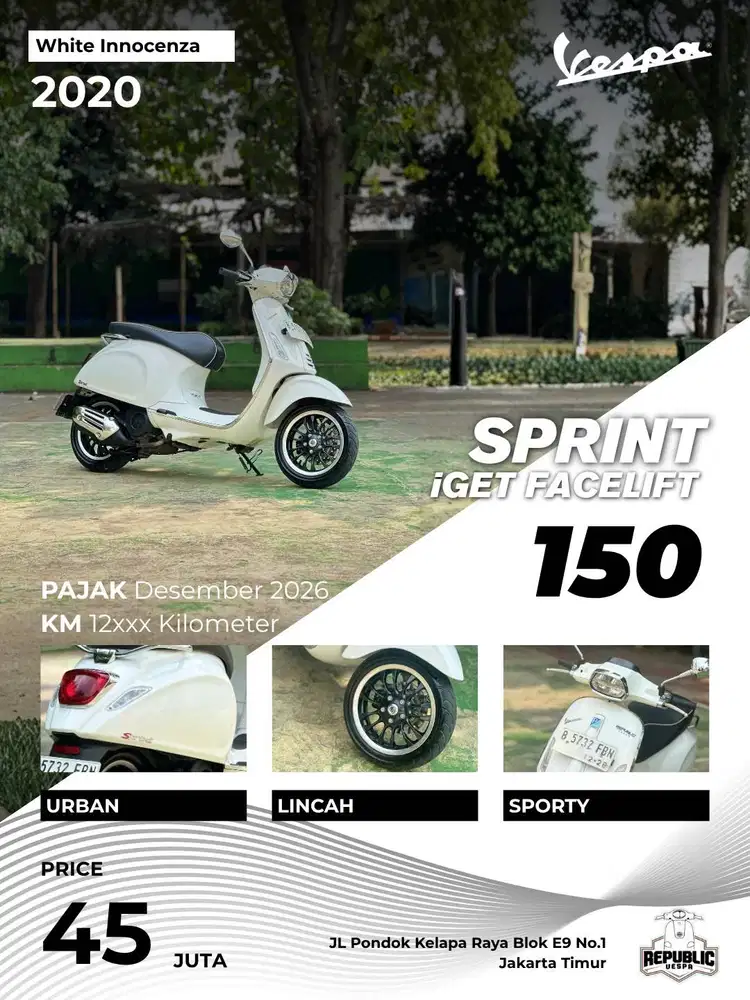 VESPA SPRINT 150 IGET FACELIFT 2020 WHITE INNOCENZA PERFECT CONDITION