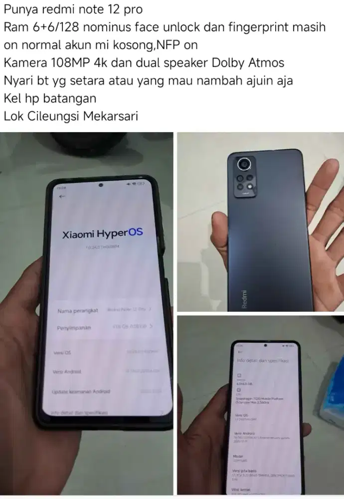 Jual atau bt hp lain redmi note 12 pro
