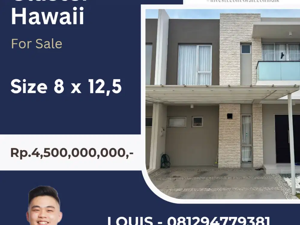 JUAL RUMAH PIK2 8 X 12,5 HAWAII