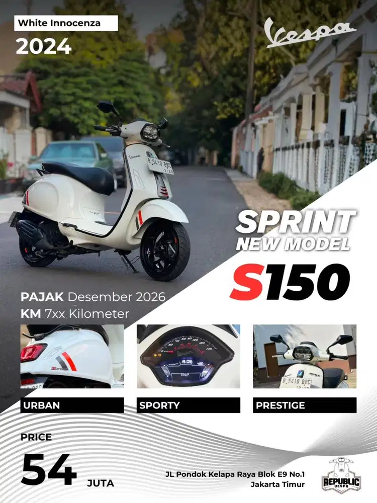 VESPA SPRINT S150 NEW MODEL 2024 WHITE INNOCENZA PERFECT CONDITION