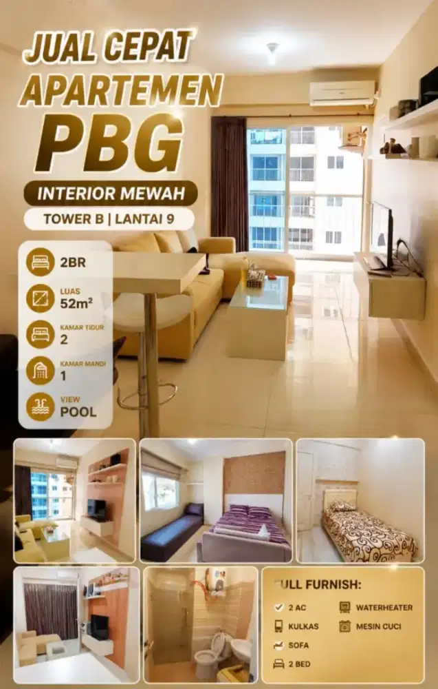 Jual / Sewa Apt PBG sebelah Lenmarc mall, Bisa TT mobil