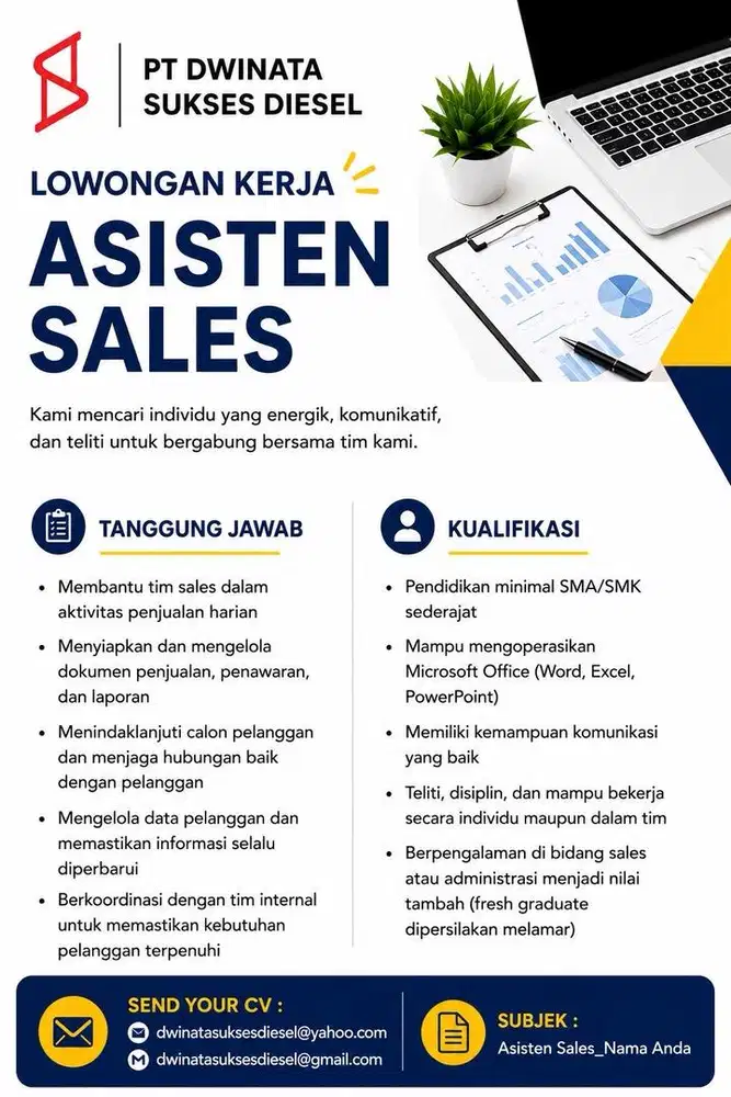 Dibutuhkan Asisten Sales
