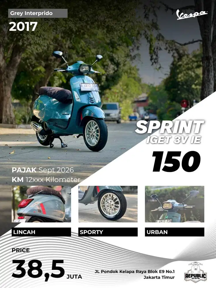 VESPA SPRINT150 IGET 2017 GREY INTERPRIDO LIKE NEW MODEL