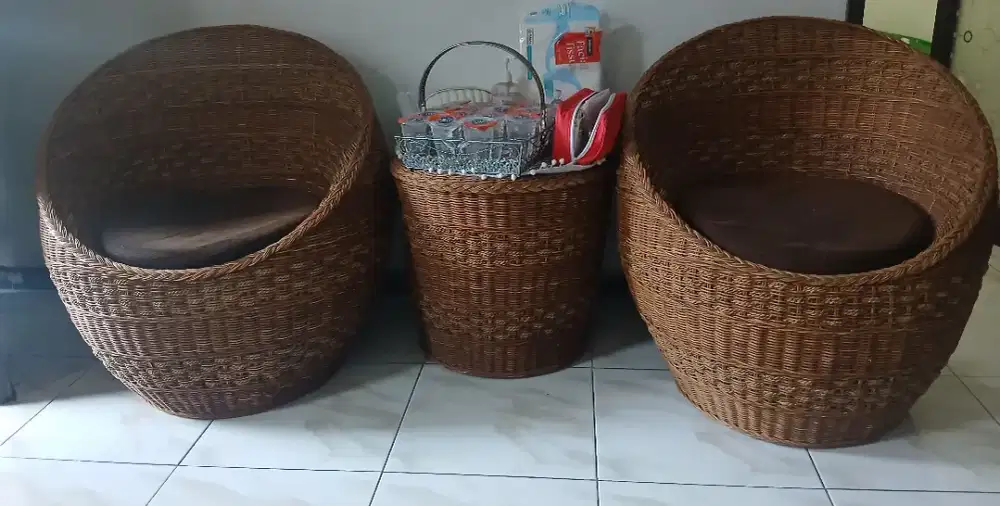 Kursi meja set rotan