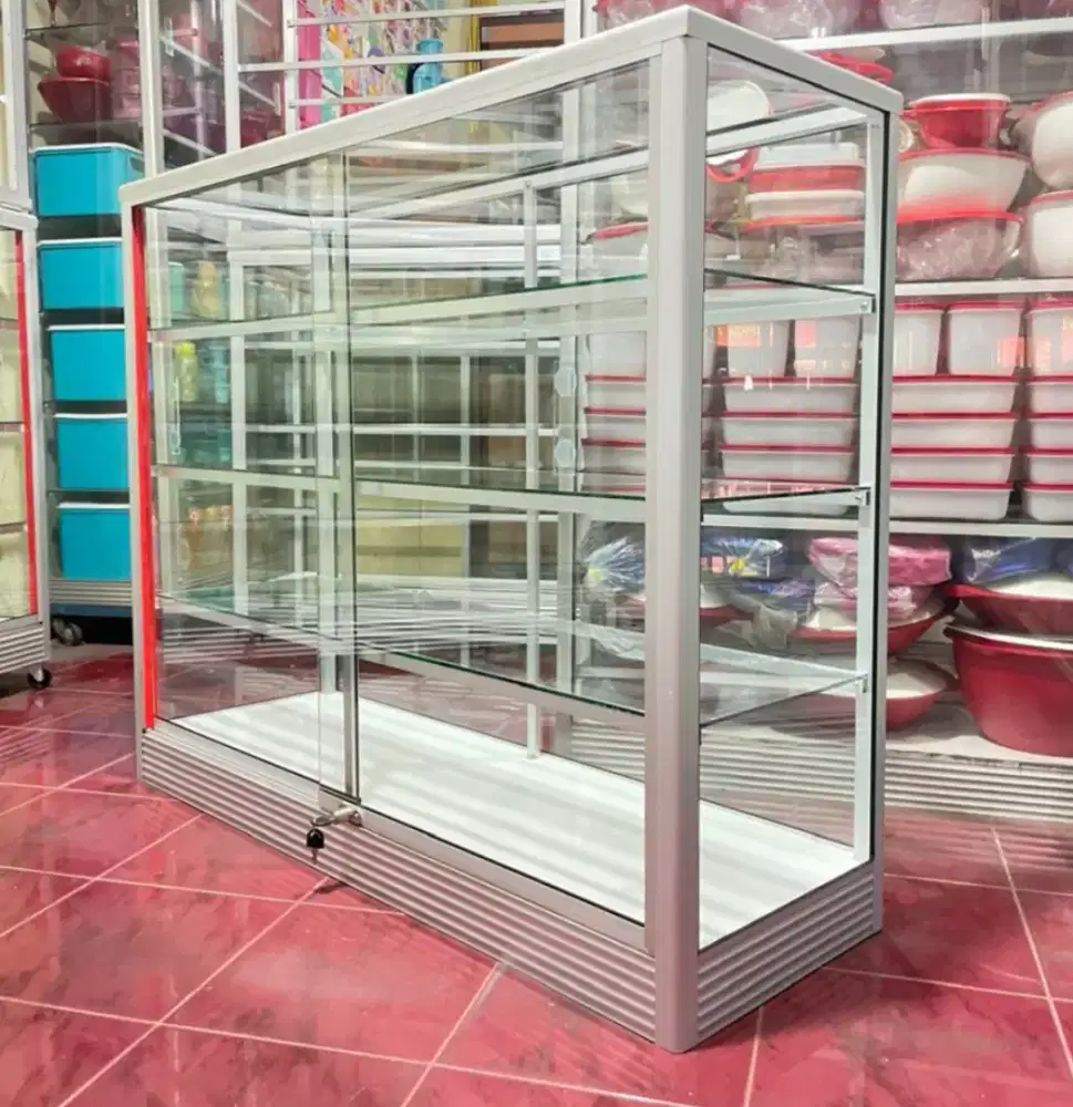 Etalase kaca Serbagun panjang 1,2 meter