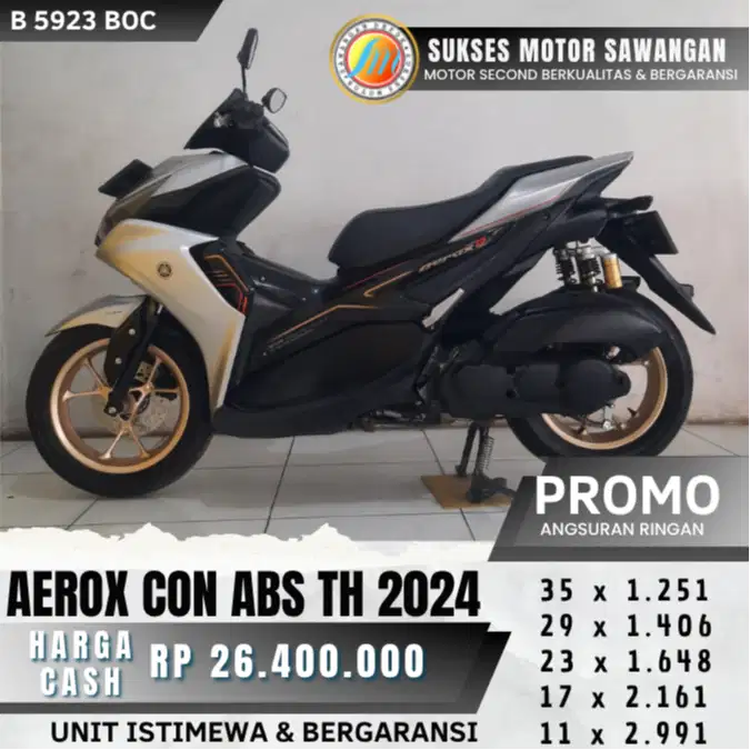YAMAHA NEW AEROX CON ABS TH 2024 SILVER MULUS KEYLES BISA CASH KREDIT