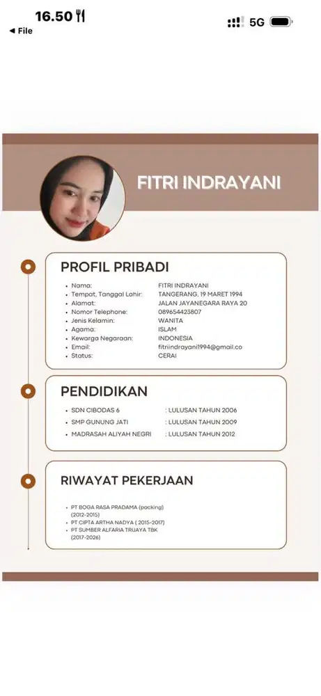 inpo lowongan daerah Tangerang