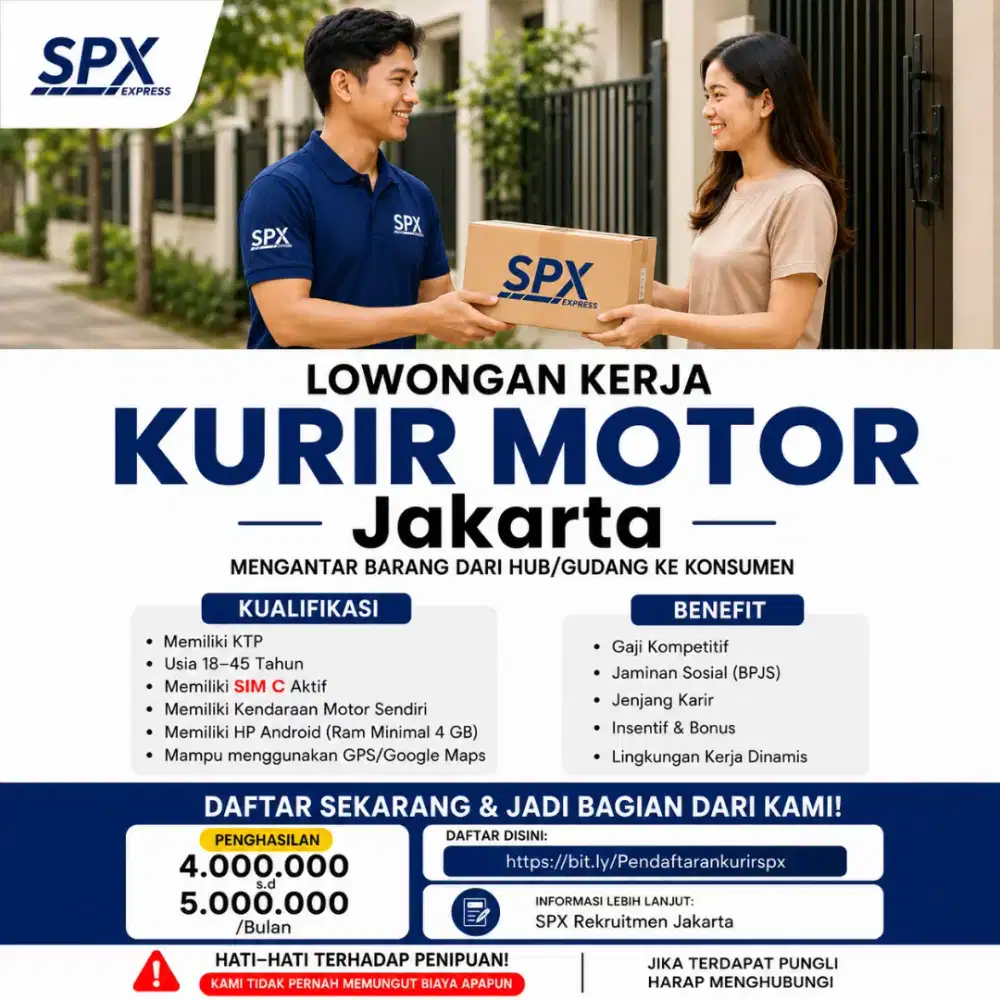 Lowongan kerja, kami membutuhkan kurir motor untuk mengantar paket