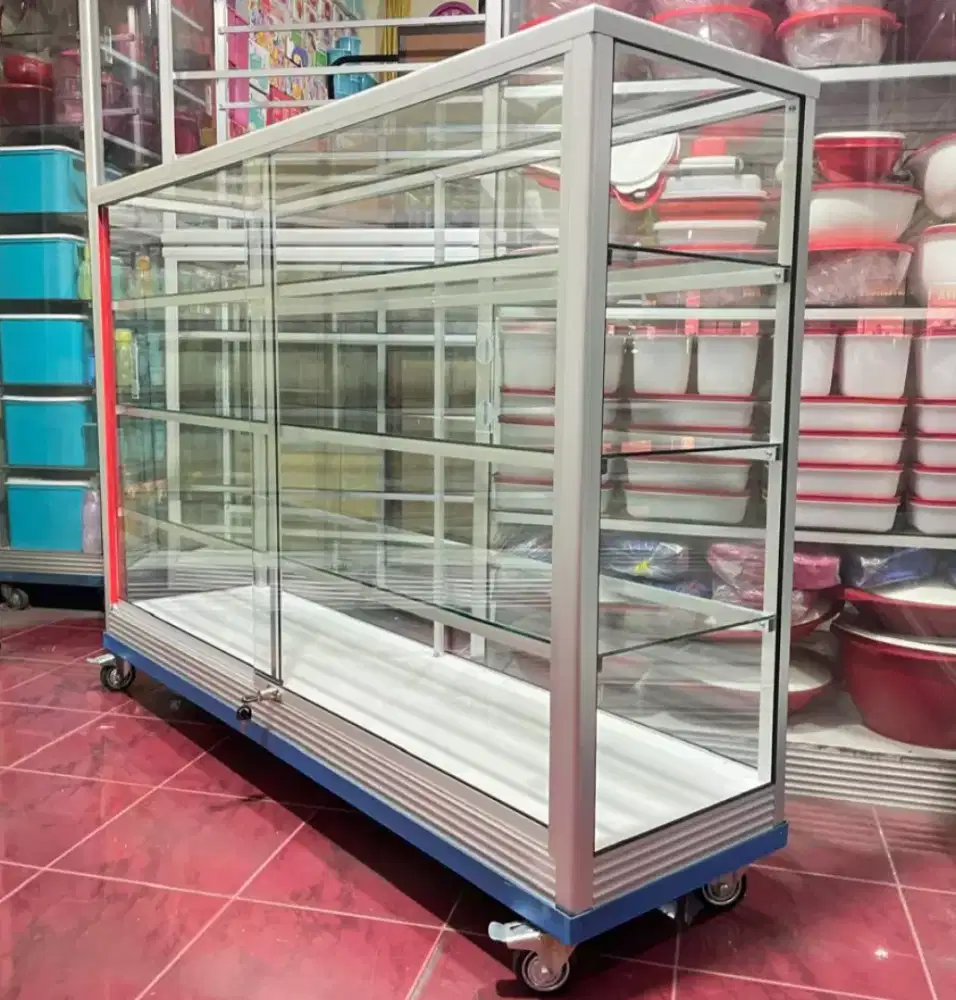 Etalase 1,5Mx1M Pakai Siku Besi + RODA BESAR Barang Ready