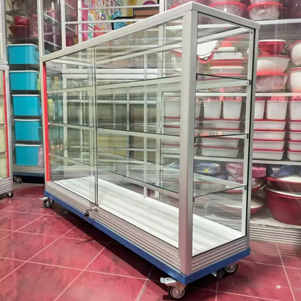 Etalase 1,5Mx1M Pakai Siku Besi + RODA BESAR Buat Warung/Toko