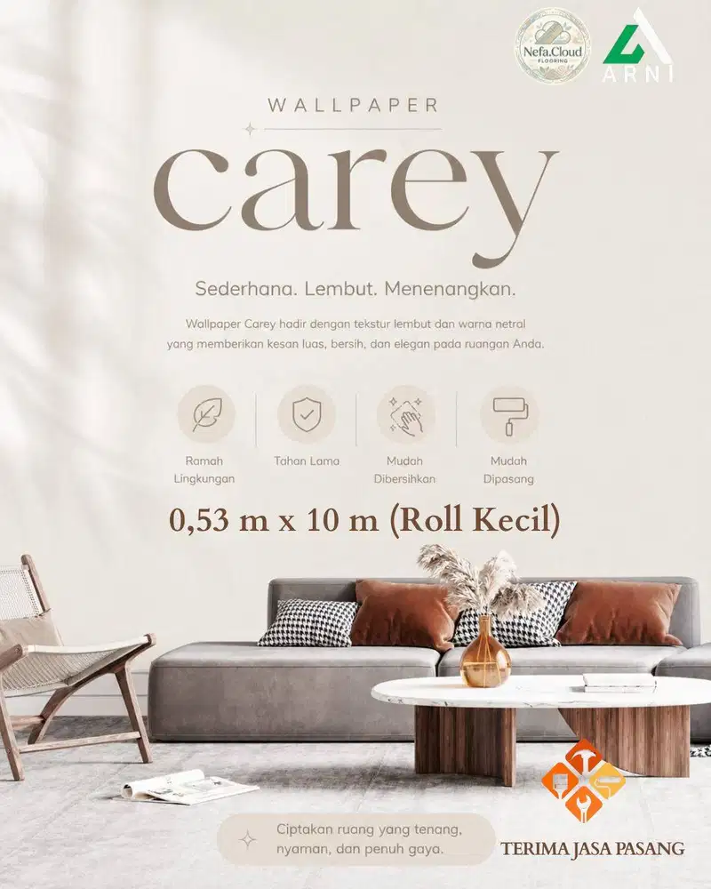 Wallpaper Dinding Carey Ms Floor Motif Bunga, Polos / Hiasan Dinding