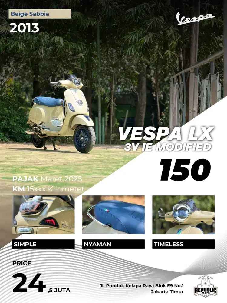 VESPA LX150 3V IE 2013 BEIGE SABBIA FULL MODIFIKASI