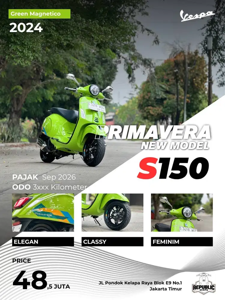 VESPA PRIMAVERA S150 NEWMODEL 2024 GREEN MAGNETICO PERFECT CONDITION