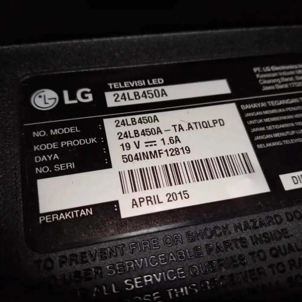 TV Televisi LG LED 24 INCH (RUSAK, MATI)