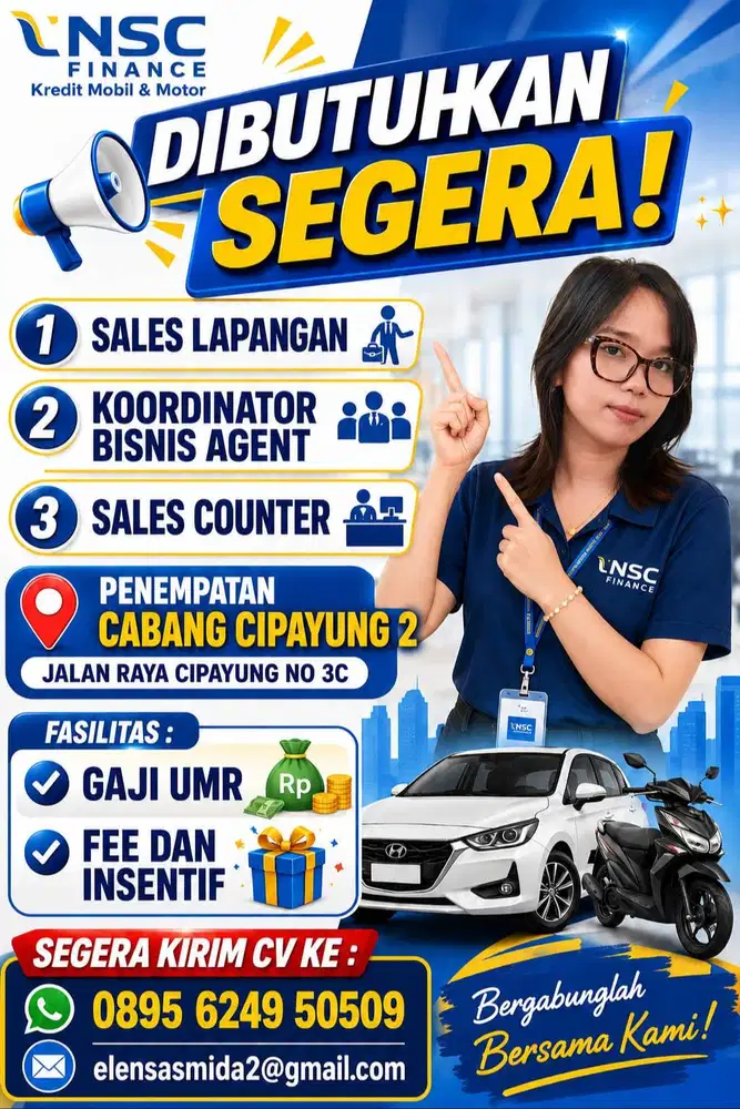 DIBUTUHKAN KOORDINATOR BISNIS AGEN, SALES LAPANGAN, SALES COUNTER