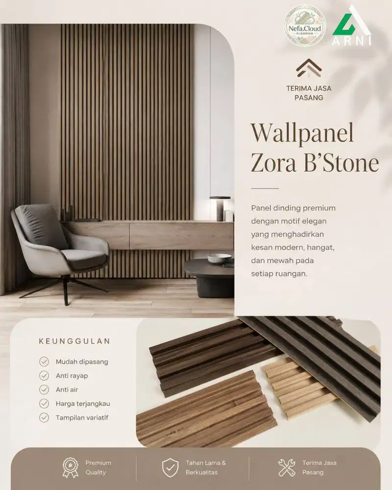 WPC Wallpanel Zora B'Stone 160 x 24 x 2.900 mm / Hiasan Dinding Motif