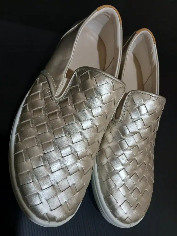 Women's ECCO Soft 7 Woven Slip-On 3.0 Pure White Gold