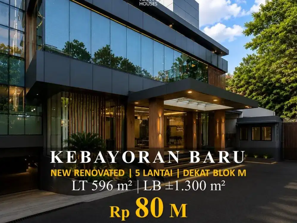 Kebayoran Baru 596/1300m² Gedung Kantor 5Lt Lift 80M Nego