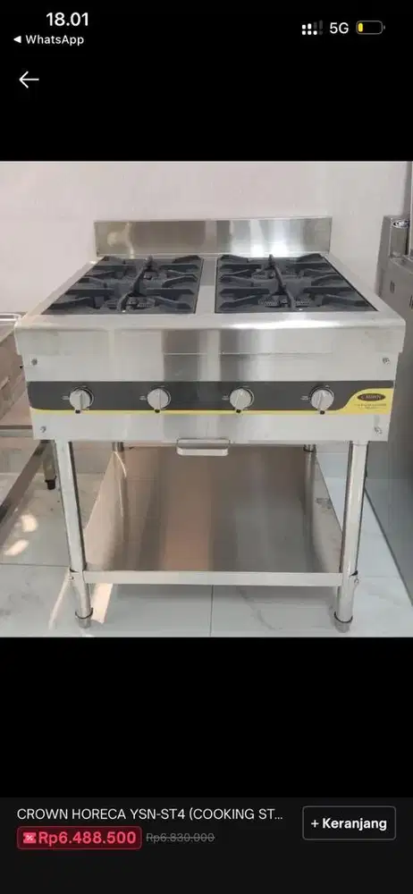 Crown YSN-ST4 Gas Range 4 Burner Standing - BARU SEGEL Belum Dibuka