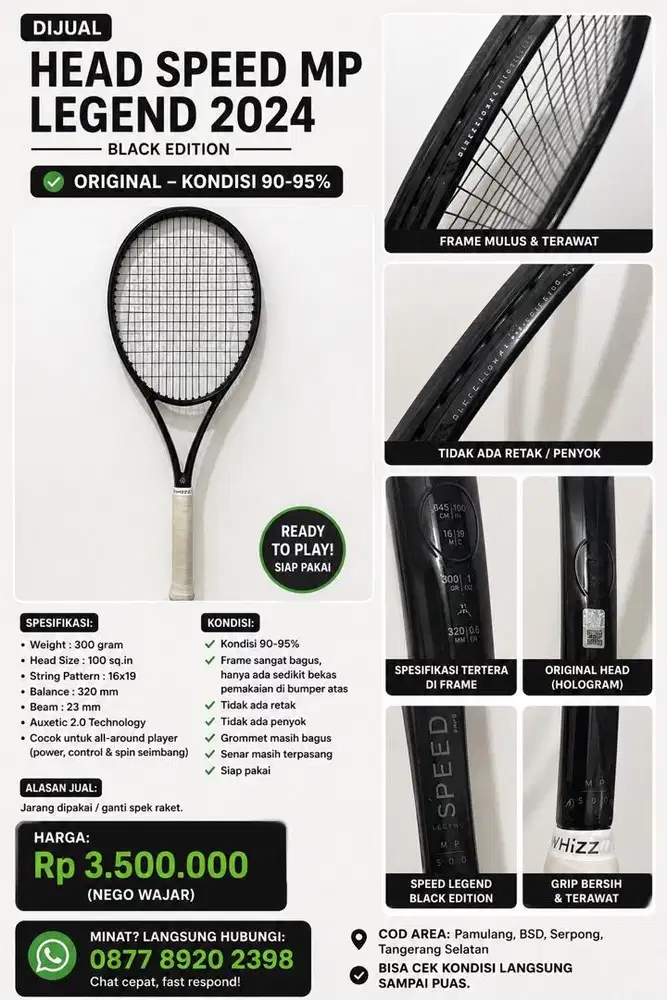 HEAD SPEED MP LEGEND 2024 BLACK EDITION 300gr ORIGINAL MULUS 95%