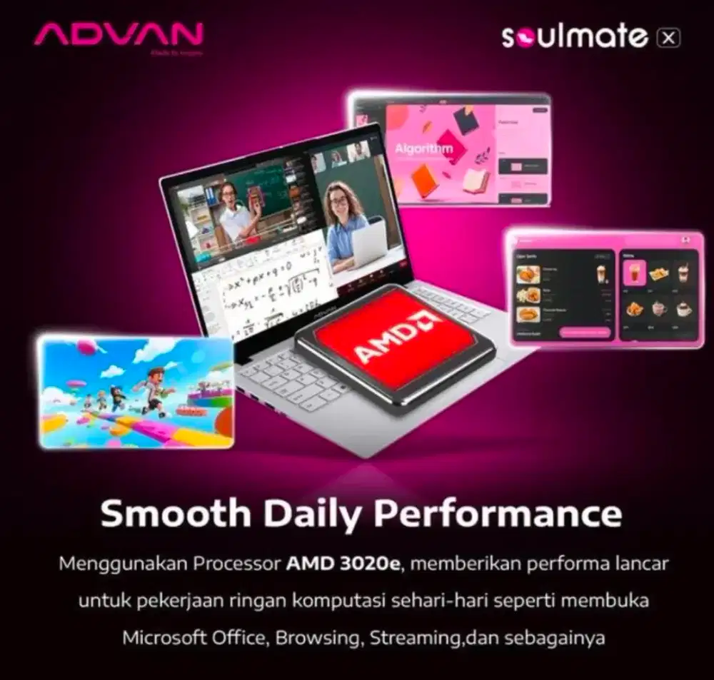 Advan Soulmate X2 AMD Athlon 3020E RAM 8GB SSD 128GB W11 14.0 IPS