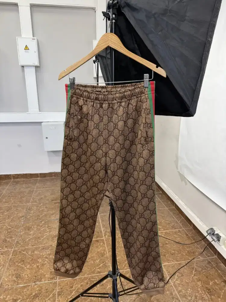 Celana Jogger Sweatpants Monogram GG Gucci Striped Rare