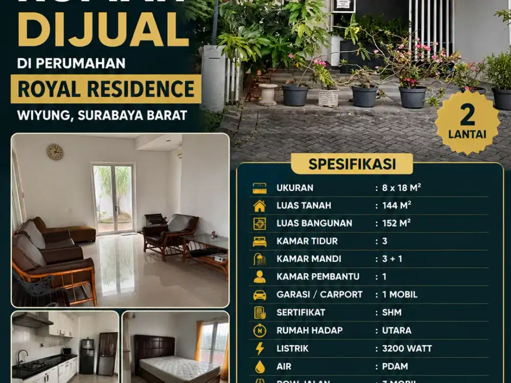 CLUSTER DEPAN – LUAS 144M2!! DIJUAL RUMAH MINIMALIS MODERN PERUM ROYAL RESIDENCE WIYUNG