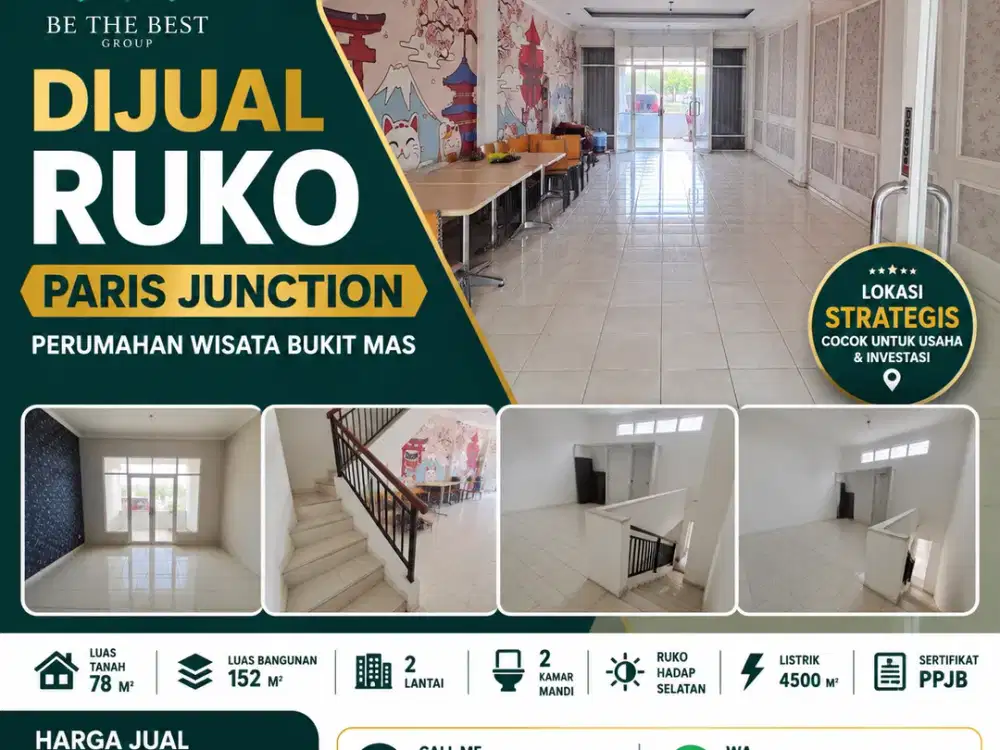 DEKAT PAKUWON MALL!! DIJUAL RUKO PARIS JUNCTION PERUMAHAN WISATA BUKIT MAS
