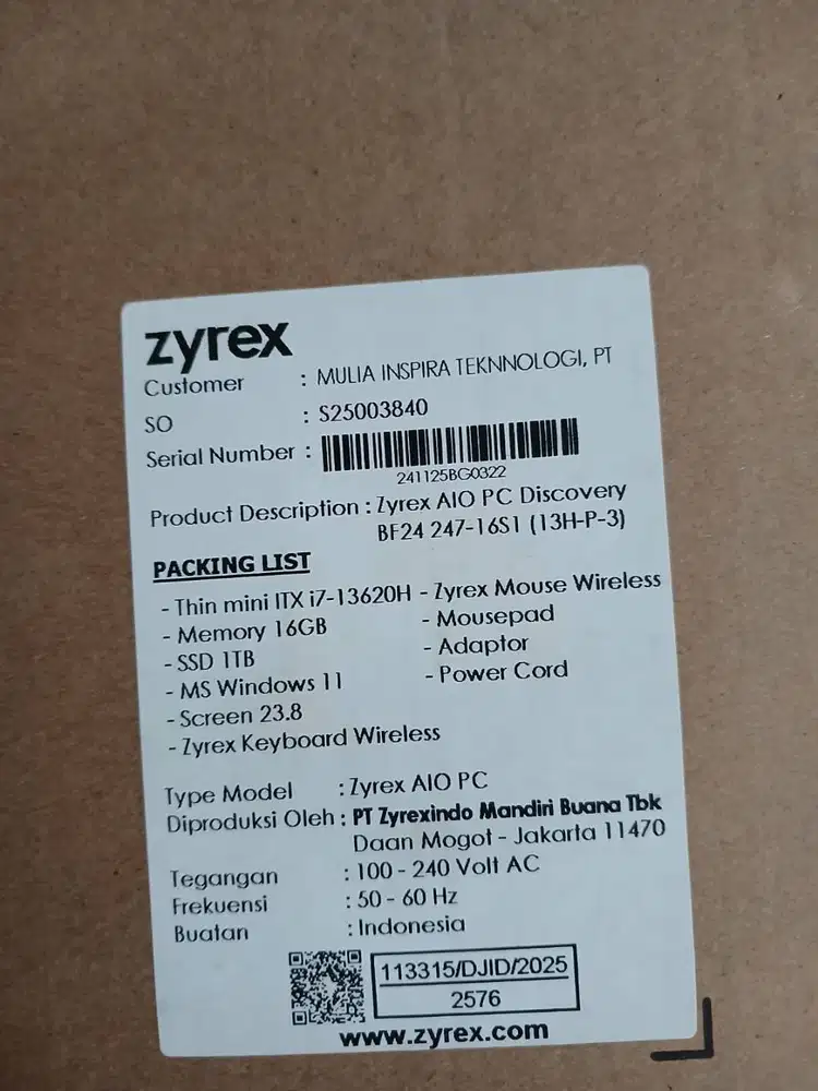 Jual PC All-in-One Zyrex Discovery BF24 23.8 Core i7 Gen 13 RAM 16GB