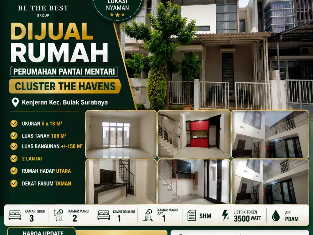 2 LANTAI – LUAS 108M2!! JUAL CEPAT RUMAH PERUM PANTAI MENTARI CLUSTER THE HAVENS – KENJERAN KEC. BULAK SURABAYA