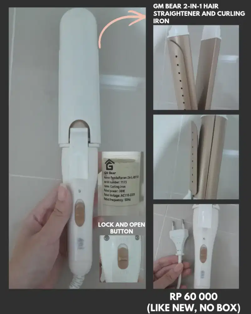 GM Bear 2-in-1 hair straightener and curling iron