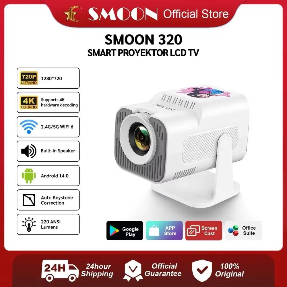 SMOON320 SMART PROYEKTOR LCD TV – Android Smart Projector 720P