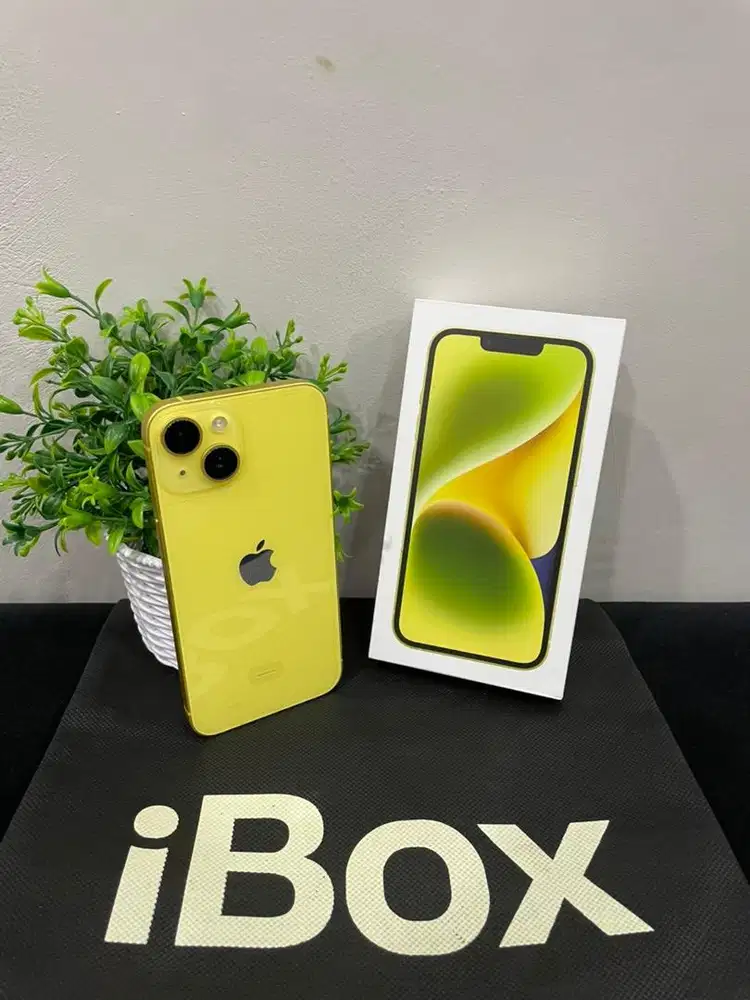 IPhone 14 128GB iBox Yellow mulus Fullset Ori BH 100% Sinyal Permanen
