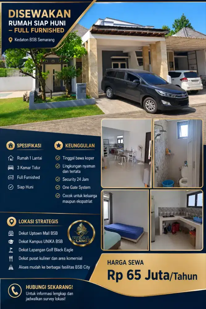 RUMAH DISEWAKAN DIKONTRAKKAN FURNISHED/NON DI KAWASAN BSB SEMARANG