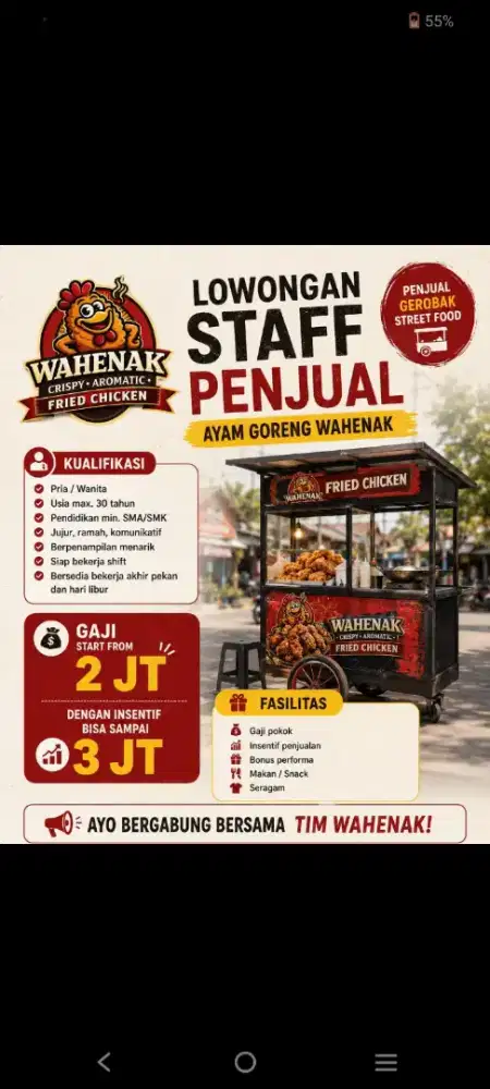 staff penjua premiuml fried chicken