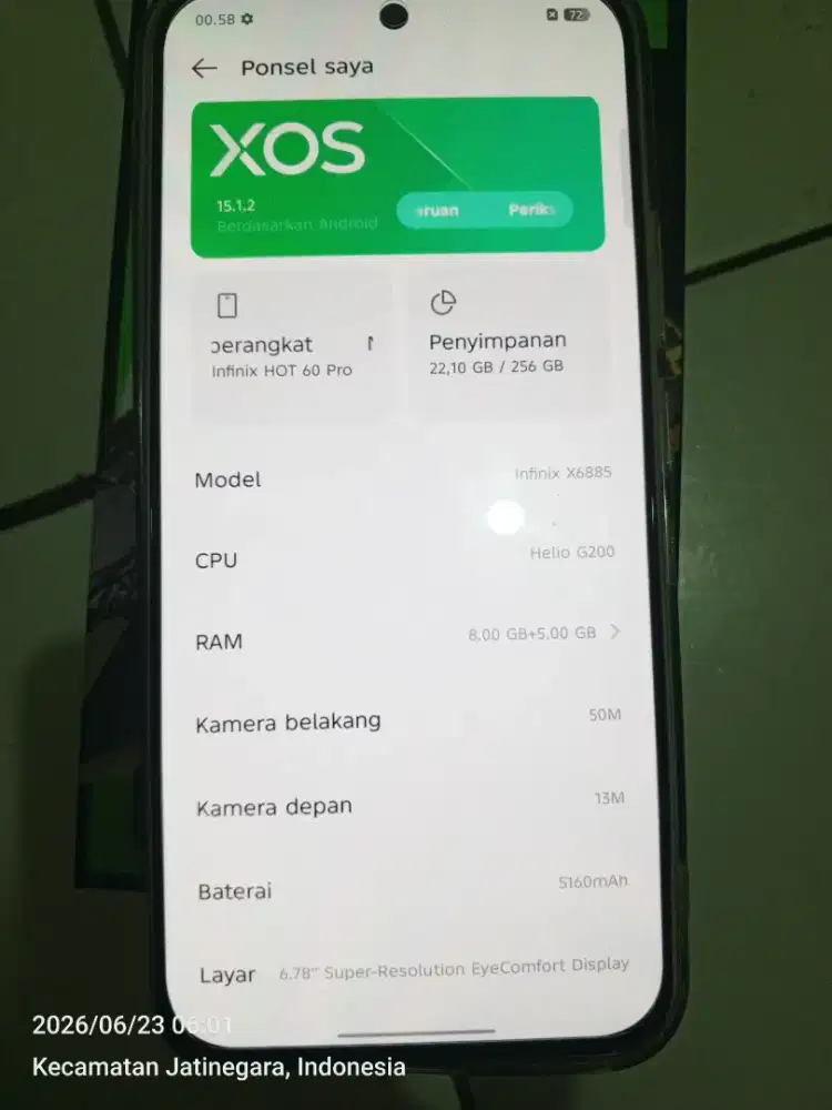 Hp Infinix 60 pro ram 8/256