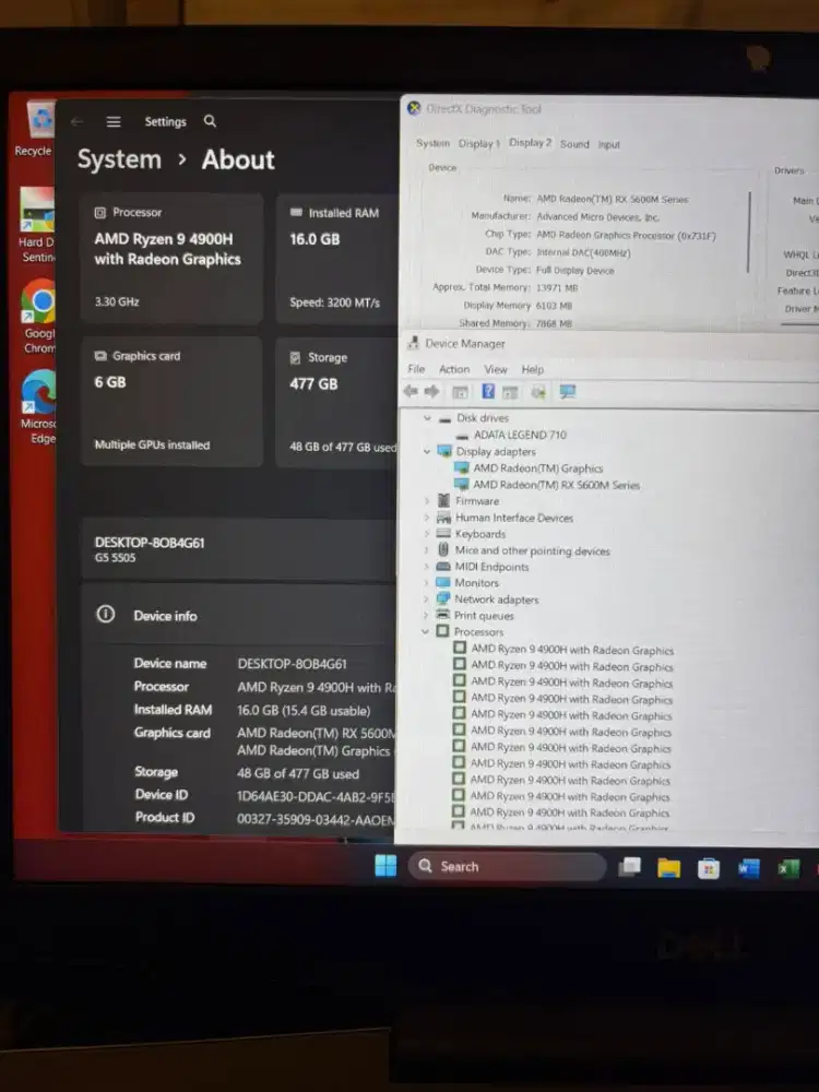 DELL Gaming Ryzen 9 RTX 16gb 512gb G5s tt asus rog tuf lenovo bekas