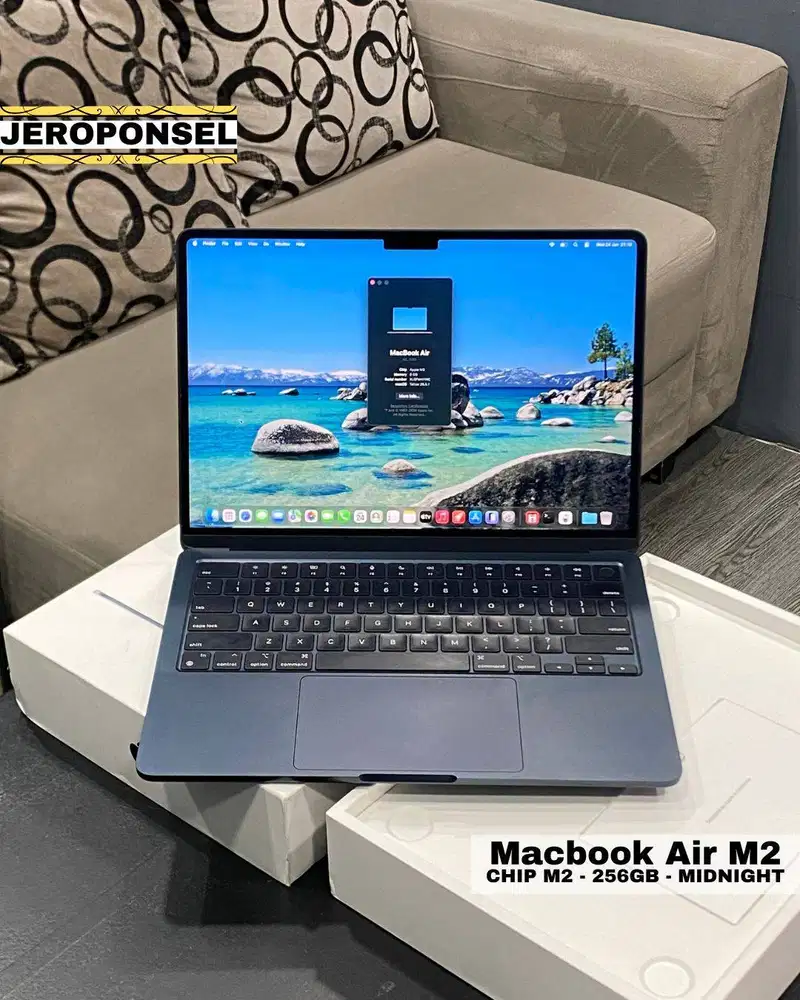 MACBOOK AIR M2 256GB MIDNIGHT MULUS FULL SET ORIGINAL GARANSI
