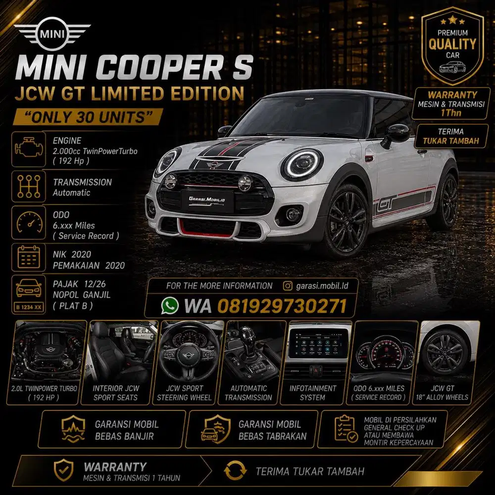 Mini Cooper S JCW GT Limited Edition 2.0 / Odo 6rbu Miles