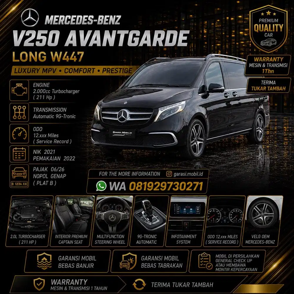 Mercy V250 Avantgarde Long W447 2021 / 2022 / Odo 12rbu Miles