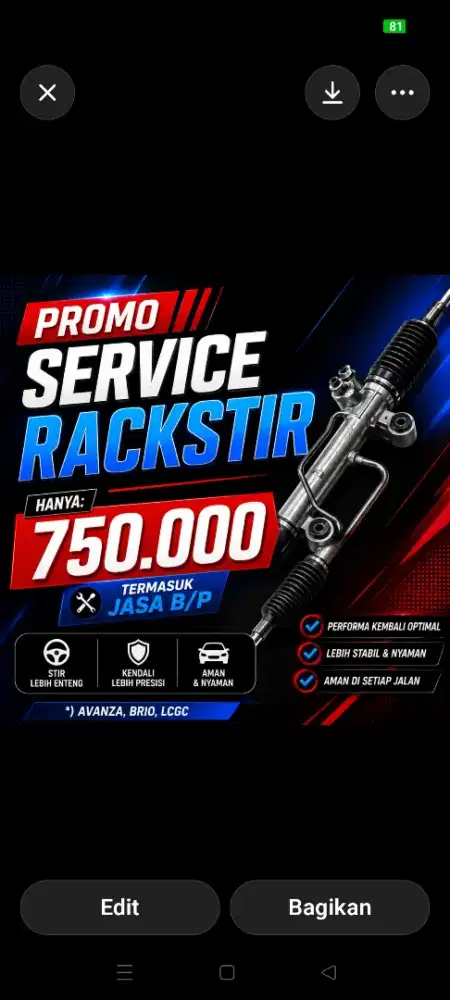 Bengkel mobil Rackstir kaki kaki